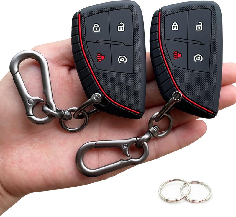 TANDRIVE 4-Button Key Fob Cover for 2023-2025 2026 Chevy Colorado Equinox Silverado GMC Canyon Sierra 2025 Honda Prologue, Silicone, 2-Pack, Black - Image 1